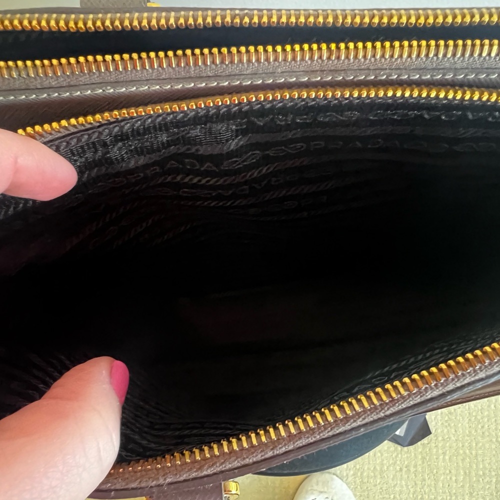 Prada Tan Satchel with Structured Shape and Gold Accents - Picture 12 of 12